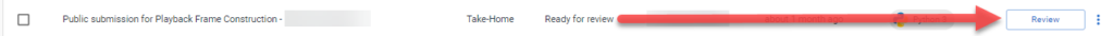 A pad item is shown with an arrow pointing to the "review" button.